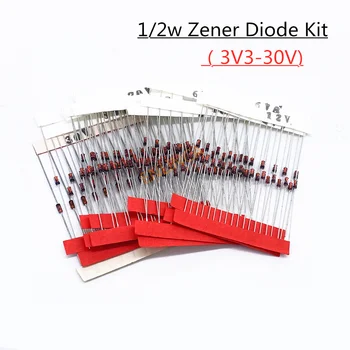  1/2w 0,5 W Dioda Zener 3.3-30V 14values*10buc=140pcs Asortate Sortimentul Stabilit Noi electronice diy kit