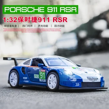  1/32 Model De Simulare Clasic Masina Sport Por.che 911 RSR Aliaj de turnare Mașină de Jucărie de Sunet Și Lumină Trage Înapoi Jucarii Pentru Copii