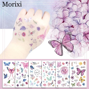  1 BUC fluture tatuaj autocolante pentru copii decor plin de culoare de plante flori de primăvară imagini de imprimare de transfer de apă tatuaj fals RA064