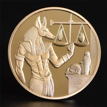 1 buc Placat cu Aur Egipt Moartea Protector Anubis Monedă Copia Monede Zeul Egiptean Al Morții Comemorative, Monede de Colecție Cadou