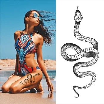  1 buc Sexy Tatuaje Temporare pentru Femei Body Art, Pictura Brațul Picioare Tatuaje Autocolant Realist Șarpe Fals rezistent la apa Tatuaje