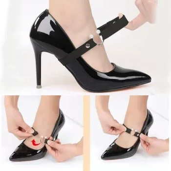  1 Pereche de Înaltă Elastic Tocuri inalte Șireturi de Culoare Solidă Șireturile Fete Femei Lady Alb Negru Pantofi Trupa Anti-vrac Pantofi Curele