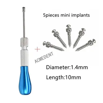  1 Set Surubelnita +5 buc Mini-Șuruburi Dentare Ortodontice Mini Micro Os Șuruburi de Titan Șurubelniță 1.4 mm*10mm