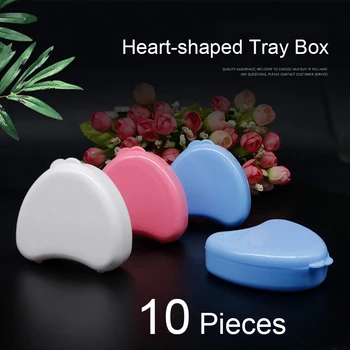  10 buc Dentare Tava Cutie Depozitare in forma de Inima Bretele de Stocare Albastru Roz Alb Material de Protecție a Mediului Alimente Grad Plastic