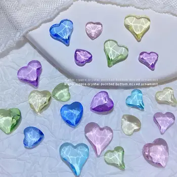  10 Bucati Mixt Color Nail Art Cristal Strâmbă Inima Ornament Pătrat De Sticlă Diamant Unghii Set Accesorii Ice Prin