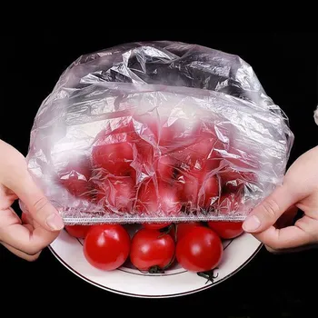  100buc Alimentare Capacul de Plastic Wrap Elastic Alimentare Capace pentru Fructe, Boluri, Cupe Capace de Stocare Bucătărie Proaspete Păstrarea Saver Saci