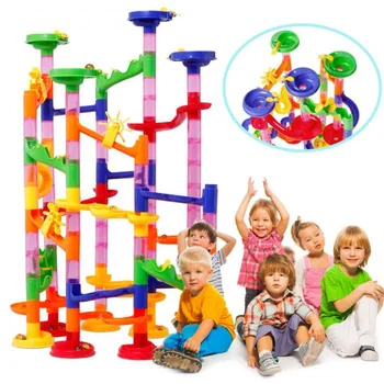  105pcs Marmură Rula Pista de Curse Blocuri de Constructii pentru Copii 3D Labirint Rola Mingea Jucărie DIY Coaster Set Pâlnie de Diapozitive Jucarii Pentru Copii 2021