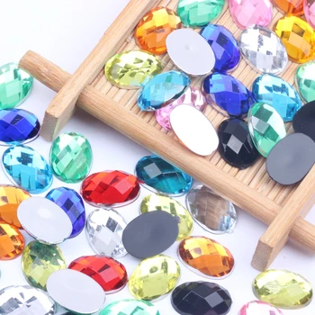  10x14mm 1000pcs Formă Ovală Pământ Fațete Acrilice Cristale Flatback Multe Culori Lipici Pe Margele Bijuterii DIY Unghii de Artă