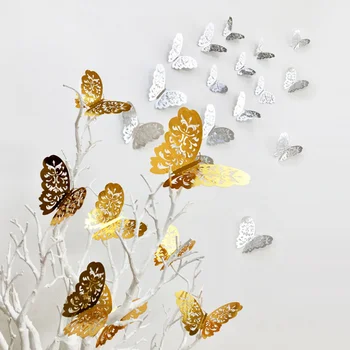  12BUC/Set 3D Autocolante de Perete Butterfly Autocolante de Perete Gol Fluture Pentru Copii, Camere Home Decor de Perete Frigider Autocolante Decor