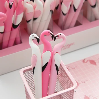  12Pcs/Vrac Noutate Elegant Amuzant Flamingo Pixuri cu Gel Școală Drăguț Pen Kawaii Lucru Roller Ball Punct de Femei Fata de Papetărie 0,5 mm