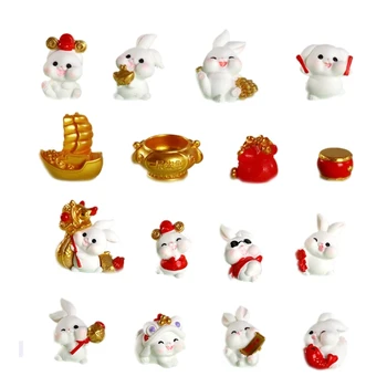  16pcs Anul Nou Chinezesc Zodia Iepure in Miniatura Bunny Ornamente Rășină Micro Peisaj Păpuși Fairy Garden Decor Meserii