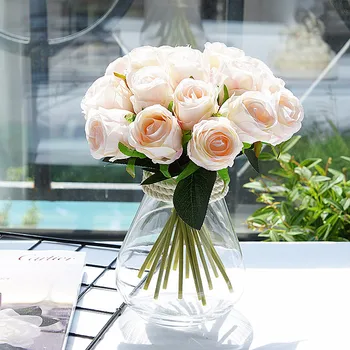  18 Ramură Trandafiri Buchet de Mireasa Flori Artificiale Mana Rose Flori False de Decor Acasă Fotografie de Nunta Recuzită DIY Florale