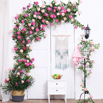  180cm Artificiale flori de Bujor Viță-de-vie Silk Rose Rattan Peoines Ramură Agățat de Perete Ghirlanda Decor Acasă Petrecere de Nunta de Decorare