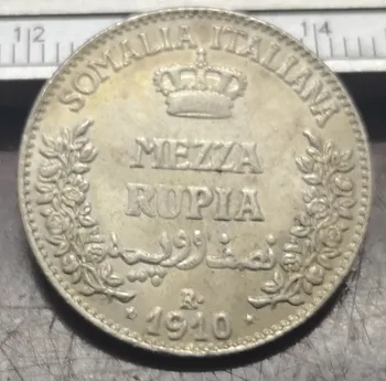  1910 Somalia italiană Jumătate Rupia - Vittorio Emanuele III Argint Copia Fisei