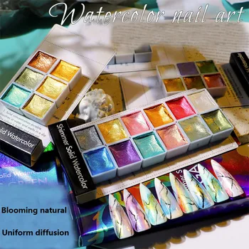  1Set Shimmer Pearl Nail Art Pigment Acuarelă Solid Vopsele Set Holografic Aurora Decorarea Unghiilor Sclipici
