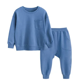  2 BUC Copii Hanorac+Pantaloni de Bumbac Baieti Seturi de Îmbrăcăminte Solidă de Toamna Pulover Pantaloni Copii, Seturi de Haine de Băieți Sport Pijamale