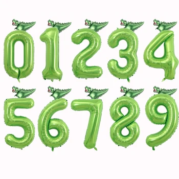  2 buc Dinozaur 40inch Număr Baloane Folie Număr Verde Balon Jungle Party Heliu Coroana Băiat Ziua de naștere Copil de Dus Globos Decor