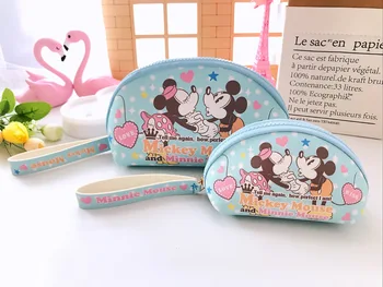  2 buc Sirena Disney Cazul in care Cardul Sac de Cosmetice Mickey portofel din Piele PU Semicirculare Sac de Cosmetice Monedă Pungă de Ambreiaj Sac de Cosmetice