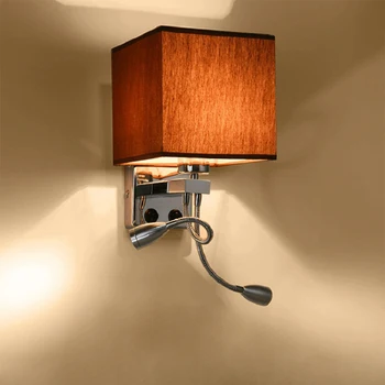  2 in 1 Lampa de Perete cu intrerupator Moderne de Placare cu Material Dormitor Noptieră Flexibil de Lectură Lumina Reflectoarelor cu LED-uri Tranșee