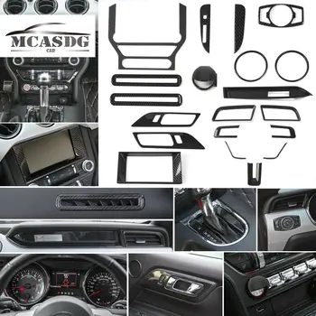  20 Buc Fibra de Carbon Set Complet Ornamente de Interior Capacul se Potrivesc pentru Ford Mustang 2015-20