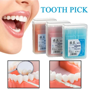  200PCS Cap Dublu de Unică folosință Dinte Ata de Igienă Dentară Dental Scobitoare Sanatoasa Pentru Dintii de Curățare Îngrijire Orală