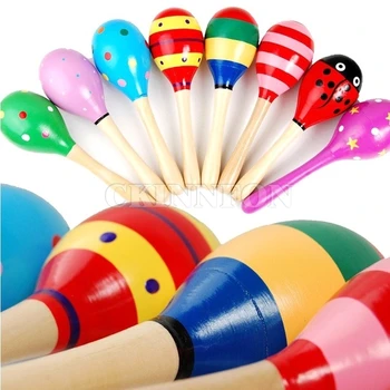  200Pcs/Lot Copil din Lemn Mingea Jucărie Nisip Ciocan Rattle Instrumente Muzicale Jucării pentru Sugari