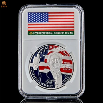 2019 NE-a 45-Președintele Donald Trump Argint Placat cu Art Celebritate Monedă Comemorativă de Colectare W/PCCB Titular