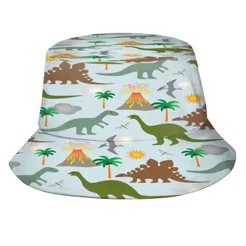  2021 Bărbați Femei Vara Dinozaur Scena Găleată Pălărie Bob Pescar pălăria în aer liber, de Călătorie Parasolar Moda Panama