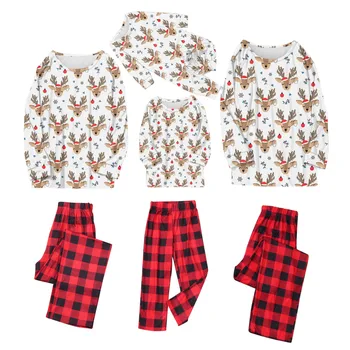 2021 Familie de Crăciun Pijamale Părinte-copil Tinuta Acasă Îmbrăcăminte de Desene animate Imprimate de Potrivire Haine, Pijamale Bumbac Drăguț Toamna