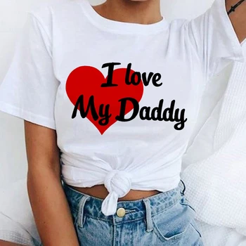  2021 Nou tricou Femei îl Iubesc pe Tati Litere tipărite Doamna tricou de Moda tricou Rotund gat Scurt Maneca tee cămașă femme
