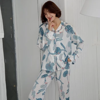  2021 Pijamale de Mătase pentru Femei cu Maneci Lungi de Gheață de Imprimare Roșu Net Sezon Nou Mătase Sexy Liber coreean Haine de Acasă Set