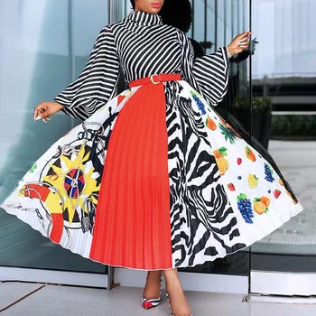  2021 Plus Dimensiune Africane Rochie pentru Femei de Moda Dashiki Imprimare Volane Nou Sosire, Halat Elegant din Africa de Petrecere Rochie cu Centura