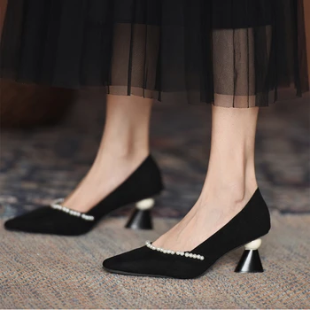  2022 Vară de Moda Tocuri inalte Pantofi Femei cu Margele Tocuri Groase Superficial Gura Single Pantofi Femei Petrecerea de Banchet Pantofi pentru Femei Trend
