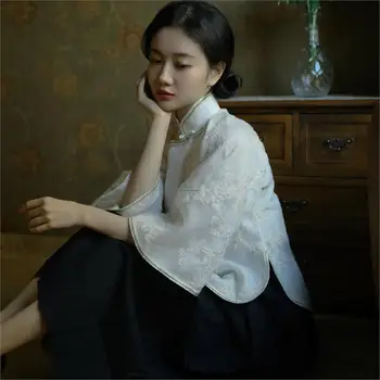 2023 lady vintage floare broderie qipao bluza femei elegante cheongsam mandarin guler elegant chineză sifon cheongsam topuri