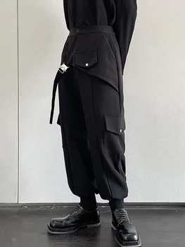  2023 Nou Cordon de Bărbați Casual Culoare Solidă Stil coreean Jumătate de talie Design la Modă Pantaloni Slim 2A2027