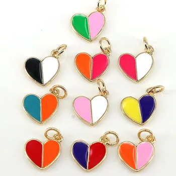  20buc New Sosire Dragoste în Formă de Inimă Email Culorile Curcubeului Pandantiv Pentru Femei Colier Bratara Cercei DIY Bijuterii
