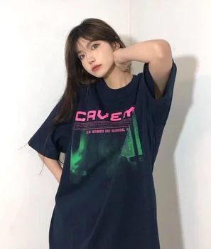  21SS Psihedelice abstract Cavempt tricou de vara haine supradimensionate Cavempt tee demon slayer epocă Cavempt top tee