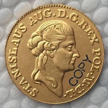  24 K aur placate cu Polonia 1 Dukat 1789 MONEDĂ COPIA 21mm