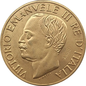  24-K placat cu Aur 1923 Italy 100 Lire monede copie