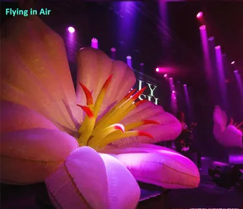  2m/3m Concert Decorative Perdeaua Roz Gonflabila Floare Cu Lumina LED-uri Pentru Eveniment