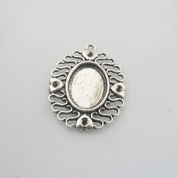  2pc Tibetan Argint oval inima cadru de imagine Farmec pandantive X0199
