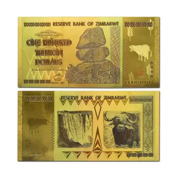  300pcs/mult de O Sută de Trilioane de Dolari Zimbabwe Aur Bancnote Colorate Placat cu Aur de 24k Bani Normale Bill Notă în Valoare de Colectare