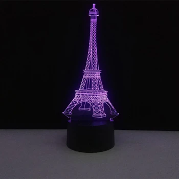  3D Colorate Masă LampUSB Lampă cu LED-uri Franța Paris Turnul Eiffel starea de Spirit Lumini de Noapte Dormitor Decor Nunta Acasă Decor de Vacanță