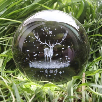  3D Decor de Crăciun Accesorii Sfera Minge Gravate cu Laser Glob de Sticlă Ornament de Cristal in Miniatura Reni Decor Acasă