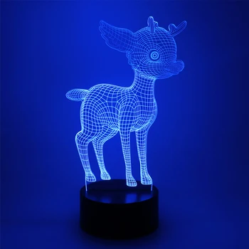  3D LED Lumina de Noapte Cerb cu 7 Culori deschise pentru Decorațiuni interioare Lampa de Vizualizare Uimitoare Iluzie Optică Minunat