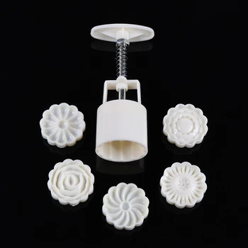  3D Rose Flori Tort Luna de Presă Mucegai Butoi de Plastic + 6pcs Flori Imprimate Timbre ToolsFor DIY la Mijlocul Toamnei Mooncake de Copt