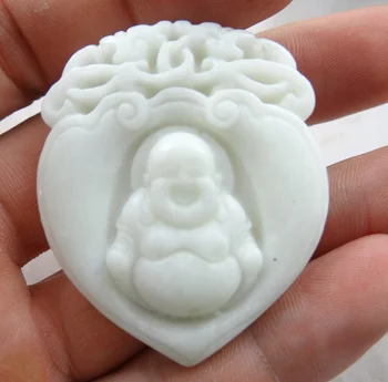  48*41Wholesale naturale Chineză Liantian piatră sculptate manual statuie a lui Buddha amuleta pandantiv colier Bijuterii de Luare