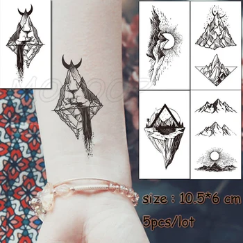  5 Buc Tatuaj Temporar Autocolant luna soare de munte planeta impermeabil Tatuaj fals transfer de Apă Tatuaj de arta pentru copil fata de femeie bărbat