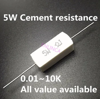  50pcs 5W 0.01 0.05 0.1 0.15 0.2 0.22 0.25 0.01 ohm R 0.05 R 0.1 R 0.15 R 0.2 R 0.22 R 0.25 R Ceramica Ciment Putere Rezistenta Rezistorului 5%