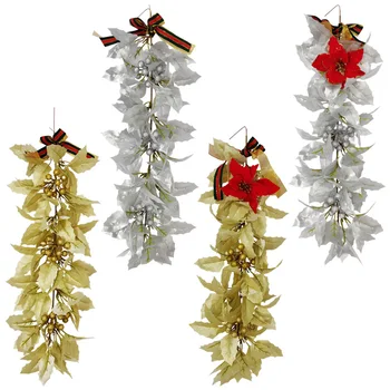  56cm Crăciun Artificial Ușa Pandantiv Fals Plante de Viță-de-vie de Aur Plastic Frunzele Atarna de Perete Rattan Pentru Acasă Petrecere de Craciun Decor